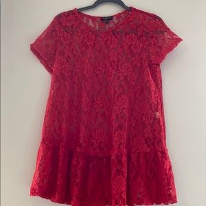 Red Lace Peplum Maternity Top